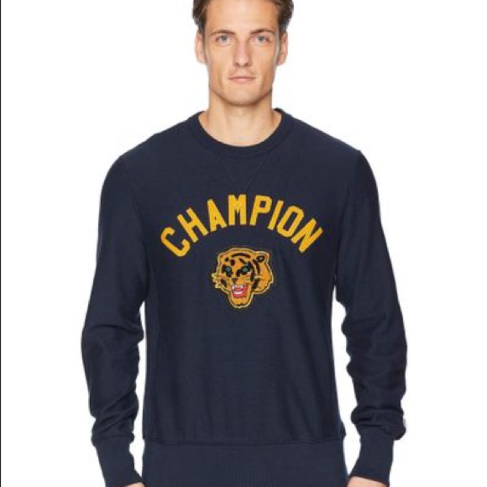 Blue Champion Graphic Tiger Sweatshirt In Navy